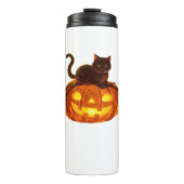 Zwarte kat en pompoen - Spooky Halloween Magic Cla Thermosbeker (Voorkant)