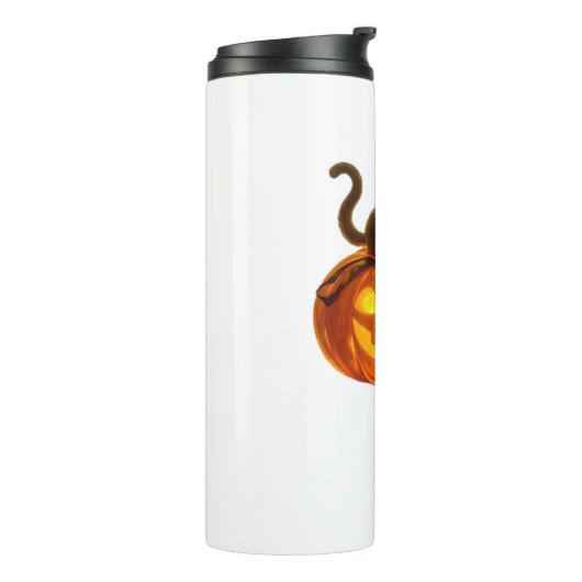 Zwarte kat en pompoen - Spooky Halloween Magic Cla Thermosbeker (Gedraaid links)