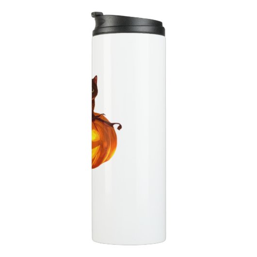 Zwarte kat en pompoen - Spooky Halloween Magic Cla Thermosbeker (Geroteerd rechts)