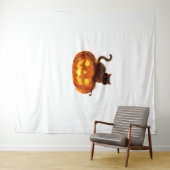 Zwarte kat en pompoen - Spooky Halloween Magic Cla Wandkleed (In Situ (horizontaal))