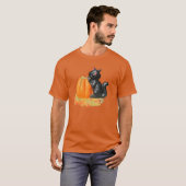 Zwarte kat en pompoen t-shirt (Voorkant volledig)