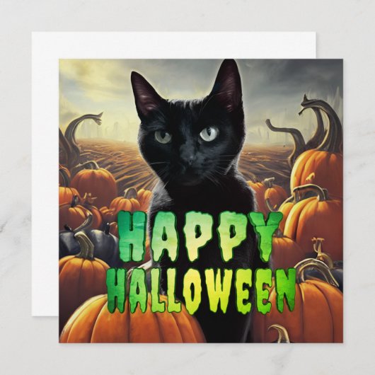 Zwarte kat en pompoenen (Voorkant / Achterkant)