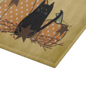 Zwarte kat en pompoenen glazen snijplank (Hoek)