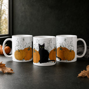 Zwarte Kat en Pompoenen Halloween Koffiemok