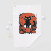Zwarte kat en pompoenen - Halloween T-shirt Art Cl Golfhanddoek (Insitu)