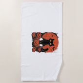 Zwarte kat en pompoenen - Halloween T-shirt Art Cl Strandlaken (Voorkant)