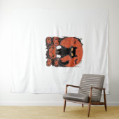 Zwarte kat en pompoenen - Halloween T-shirt Art Cl Wandkleed (In Situ (horizontaal))