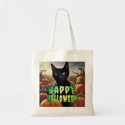 Zwarte kat en pompoenen tote bag (Voorkant)