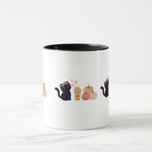 Zwarte kat en pompoenkruid mok (Midden)