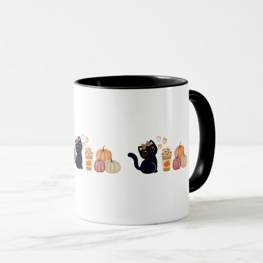Zwarte kat en pompoenkruid mok (Voorkant rechts)