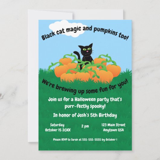 Zwarte Kat en Pompoenval Kaart (Voorkant)
