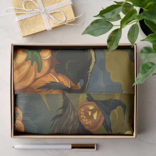 Zwarte kat- en pompoenzwijn tissuepapier (Geschenk)