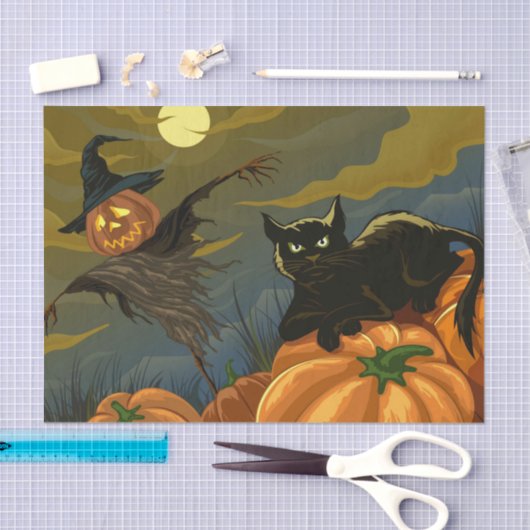 Zwarte kat- en pompoenzwijn tissuepapier (Craft)