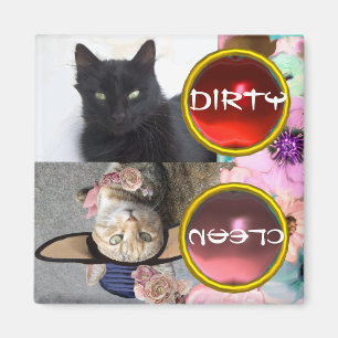 ZWARTE KAT- EN PRINCESTATUS DIRTY CLEAN MAGNEET