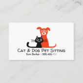 Zwarte kat en rode hond huisdier zitten | Dierenve Visitekaartje (Voorkant)