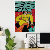 Zwarte Kat en Rode Wijn Poster (Thuiskantoor)