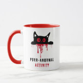 Zwarte kat en rood bloed Spint abnormale activitei Mok (Links)