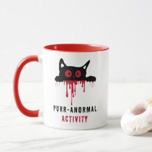Zwarte kat en rood bloed Spint abnormale activitei Mok