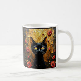 Zwarte Kat en Rozen Koffiemok