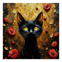 Zwarte Kat en Rozen