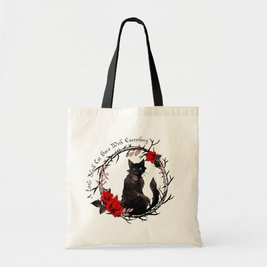 Zwarte kat en Rozen Tote Bag (Voorkant)