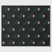 Zwarte kat en schedel Halloween Cadeaupapier (Vlak)