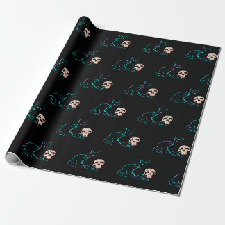 Zwarte kat en schedel Halloween Cadeaupapier