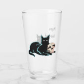 Zwarte Kat en Schedel Halloween Glas (Achterkant)