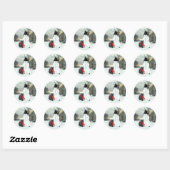 Zwarte Kat en Sneeuwman Ronde Sticker (Vel)