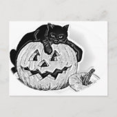 Zwarte kat en Spooky pompoen Halloween Briefkaart (Voorkant)