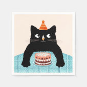 Zwarte kat en taart servet (Voorkant)