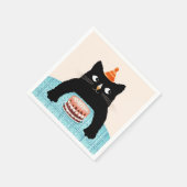 Zwarte kat en taart servet (Hoek)