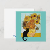 Zwarte Kat en Van Gogh Zonnebloemen Kaart (Voorkant / Achterkant)