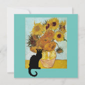 Zwarte Kat en Van Gogh Zonnebloemen Kaart (Voorkant)