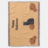 Zwarte kat en vijf pompoenen blij Halloween Sinaas Deken (Voorkant Verticaal)