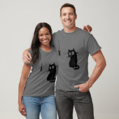 Zwarte kat en vis grappige kat t-shirt (Unisex)