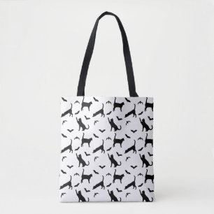 Zwarte kat en vleermuis motieven Cute Halloween pa Tote Bag