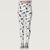 Zwarte kat en vleermuis vormen Schattige Halloween Leggings (Voorkant)