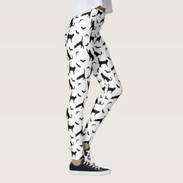 Zwarte kat en vleermuis vormen Schattige Halloween Leggings