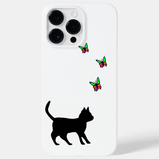 Zwarte kat en vlinder Case-Mate iPhone case (Achterkant)
