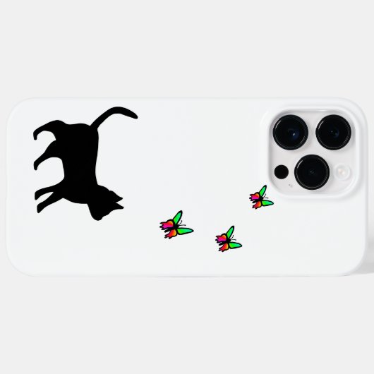 Zwarte kat en vlinder Case-Mate iPhone case (Achterkant (horizontaal))