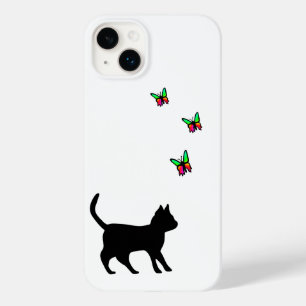 Zwarte kat en vlinder Case-Mate iPhone 14 plus hoesje