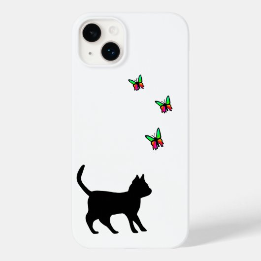 Zwarte kat en vlinder Case-Mate iPhone case (Achterkant)