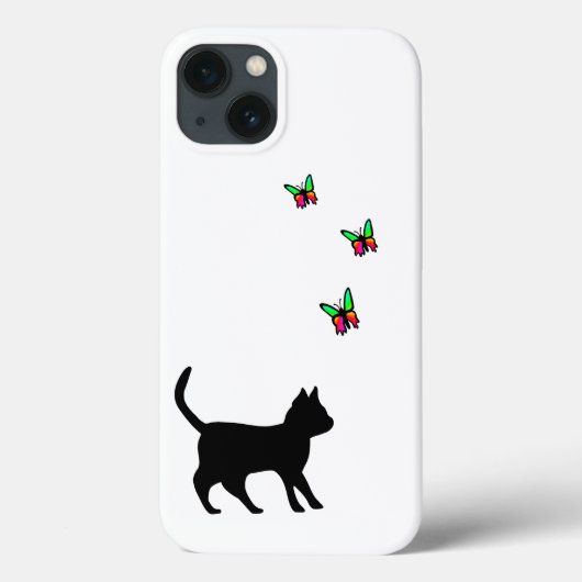 Zwarte kat en vlinder Case-Mate iPhone case (Achterkant)