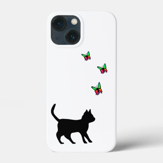 Zwarte kat en vlinder Case-Mate iPhone case (Achterkant)