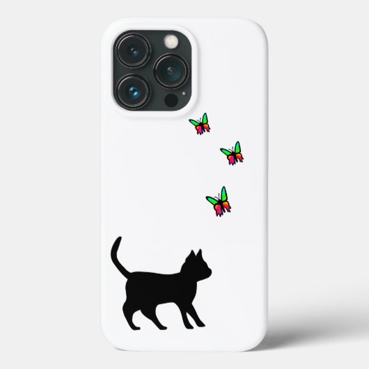 Zwarte kat en vlinder Case-Mate iPhone case (Achterkant)