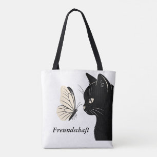 Zwarte Kat en Vlinder Mysterieus Tote Bag