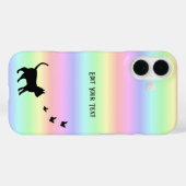 Zwarte kat en vlinder op regenboog Case-Mate iPhone case (Achterkant (horizontaal))