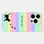 Zwarte kat en vlinder op regenboog Case-Mate iPhone case (Achterkant (horizontaal))