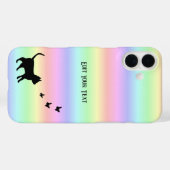 Zwarte kat en vlinder op regenboog Case-Mate iPhone case (Achterkant (horizontaal))